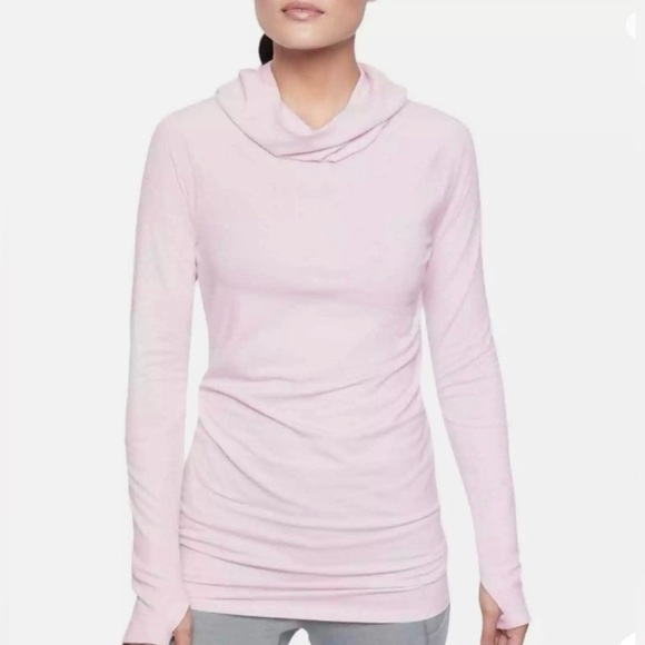 ATHLETA Essence Hooded Tunic Top Shirt Simply Lilac Pink UPF 50+ Cowl Neck Long - Picture 12 of 13